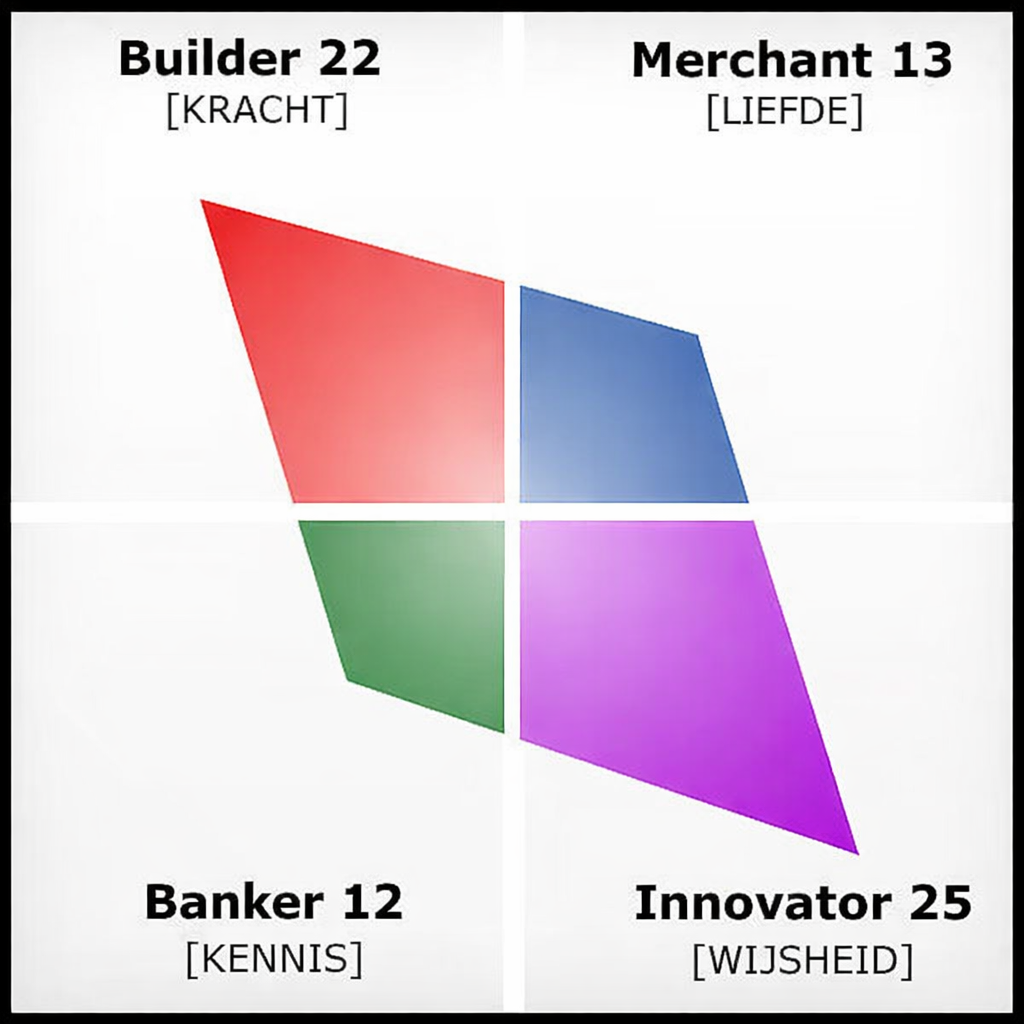 Voorbeeld CVI-profiel met de vier kernwaarden en hun verhoudingen